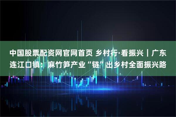 中国股票配资网官网首页 乡村行·看振兴｜广东连江口镇：麻竹笋产业“链”出乡村全面振兴路